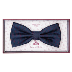 James Adelin Luxury Spotted Stripe Pin Point Textured Weave Bow Tie in Navy/Red