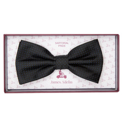 James Adelin Luxury Spotted Stripe Pin Point Textured Weave Bow Tie in Black/Blue