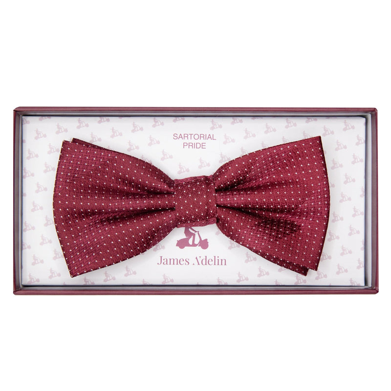 JASPOTTEDSTRIPEB James Adelin Luxury Spotted Stripe Pin Point Textured Weave Pre Tied Bow Tie