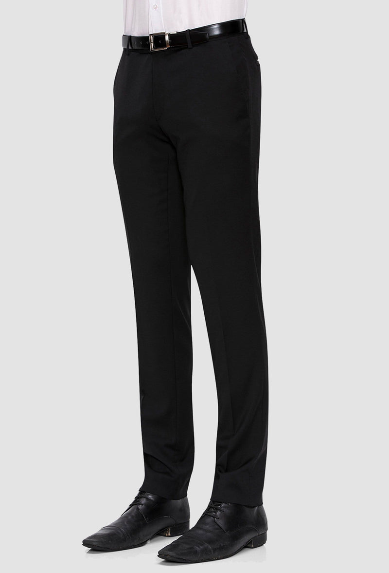 a side on view of the slim fit razor suit trouser by joe black
