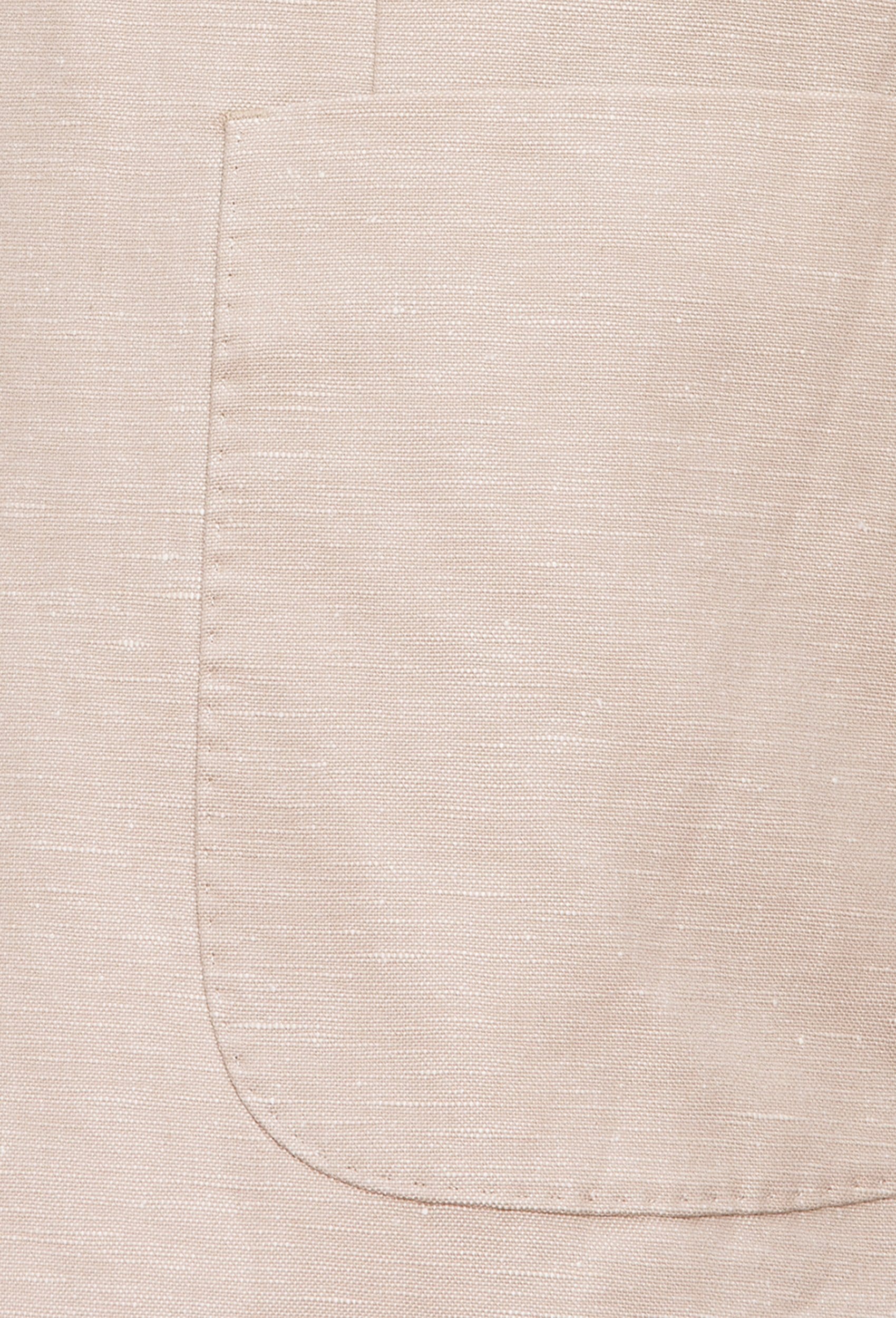 A close up view of the patch pocket detail on the Joe Black slim fit quest sports jacket in sand linen blend