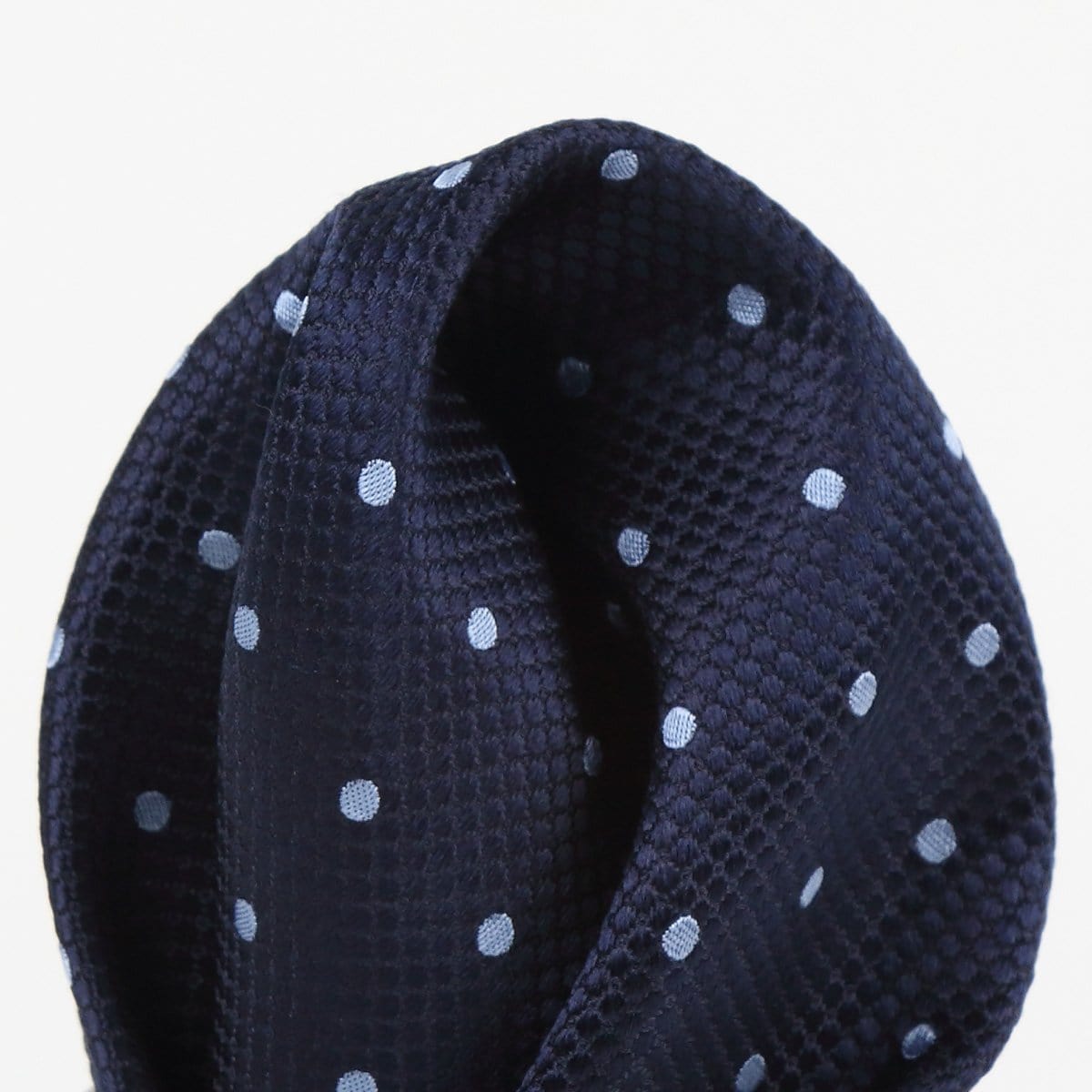 James Adelin Polka Dot Square Weave Pure Silk Pocket Square Navy and Sky