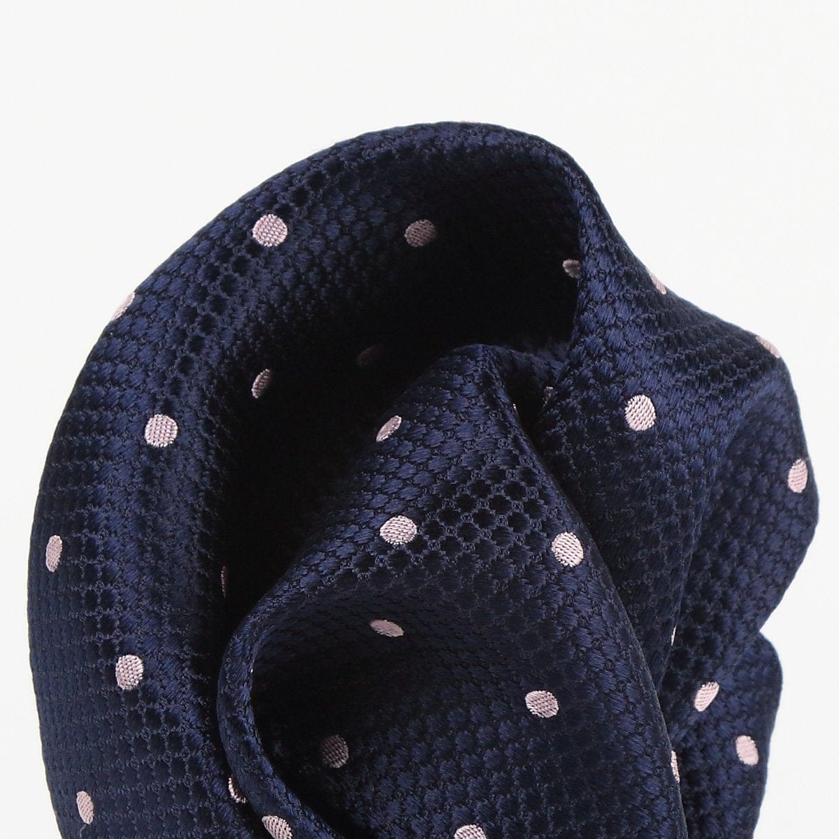 James Adelin Polka Dot Square Weave Pure Silk Pocket Square Navy and Pink