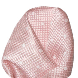 James Adelin Polka Dot Square Weave Pure Silk Pocket Square Soft Pink/White