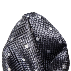 James Adelin Polka Dot Square Weave Pure Silk Pocket Square Charcoal/White