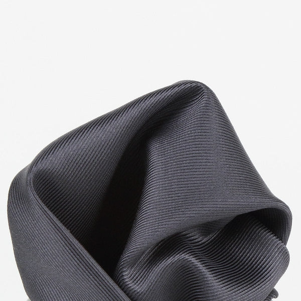 James Adelin Twill Weave Luxury Pure Silk Pocket Square Charcoal