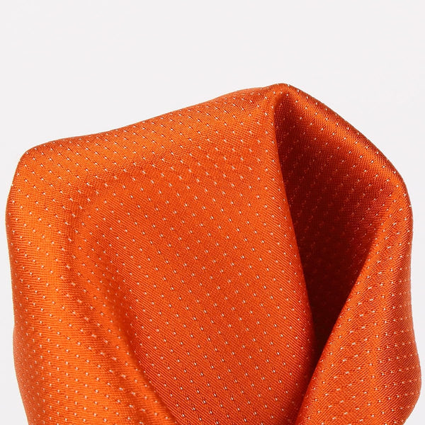 James Adelin Pin Point Satin Weave Pure Silk Pocket Square Orange