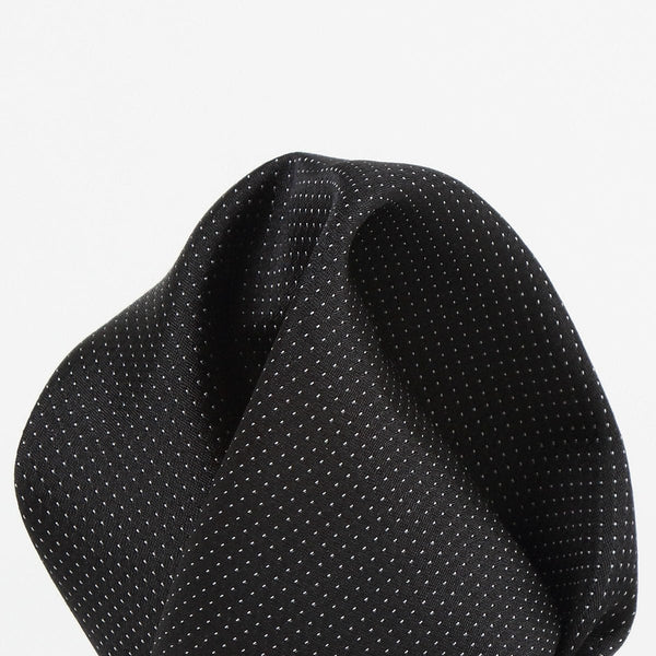 James Adelin Pin Point Satin Weave Pure Silk Pocket Square Black