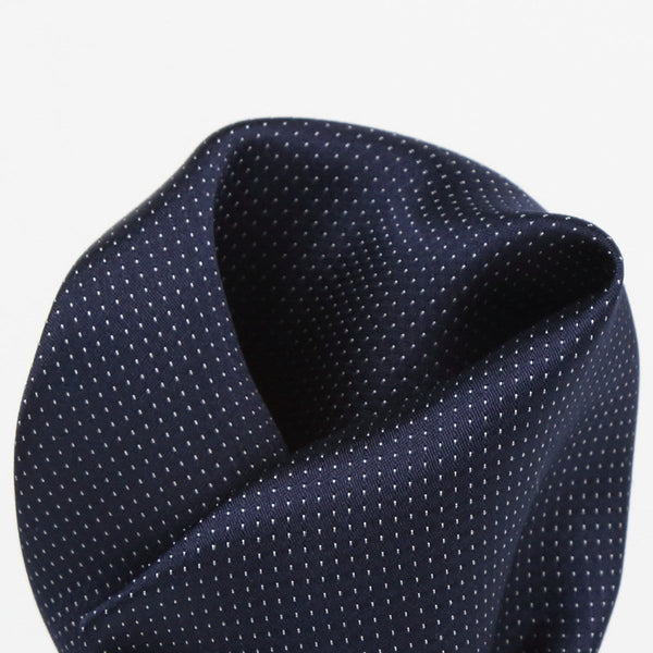 James Adelin Pin Point Satin Weave Pure Silk Pocket Square Navy