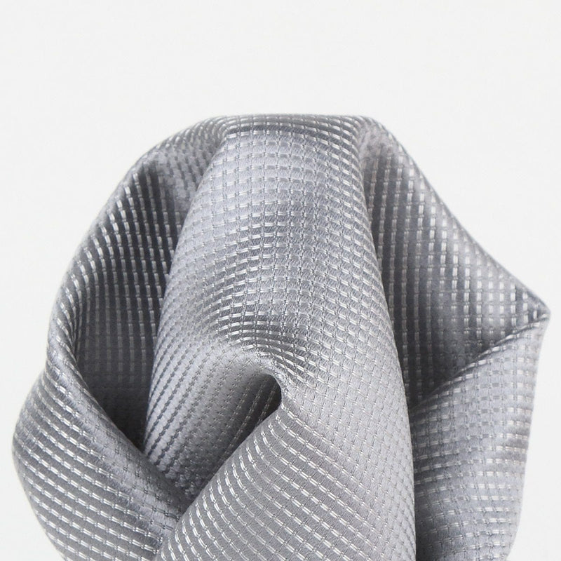 James Adelin Pin Point Satin Weave Pure Silk Pocket Square Silver
