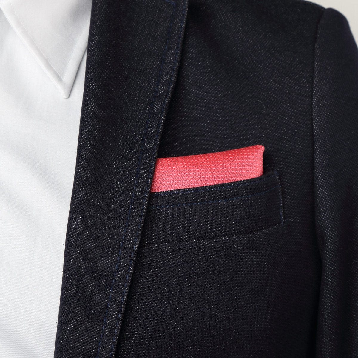 James Adelin Pin Point Satin Weave Pure Silk Pocket Square Coral