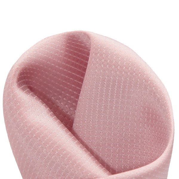 James Adelin Pin Point Satin Weave Pure Silk Pocket Square Soft Pink/Off White
