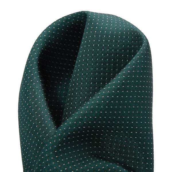 James Adelin Pin Point Satin Weave Pure Silk Pocket Square Dark Green/Off White