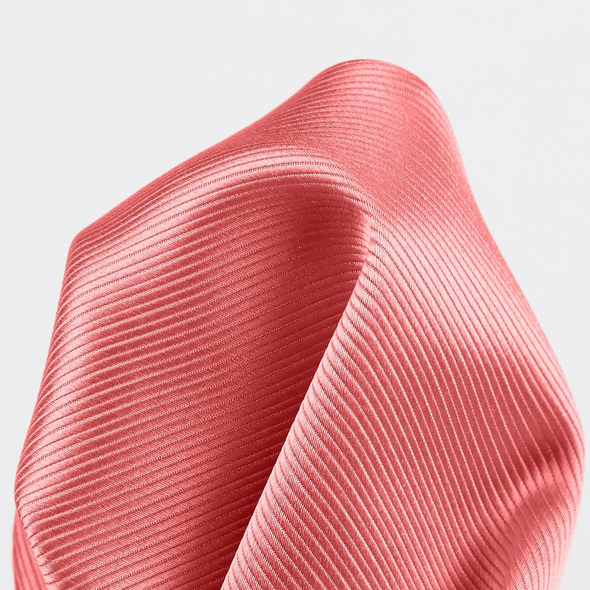 James Adelin Twill Weave Luxury Pure Silk Pocket Square Coral