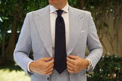 OTAA - marine dark navy blue twill linen necktie