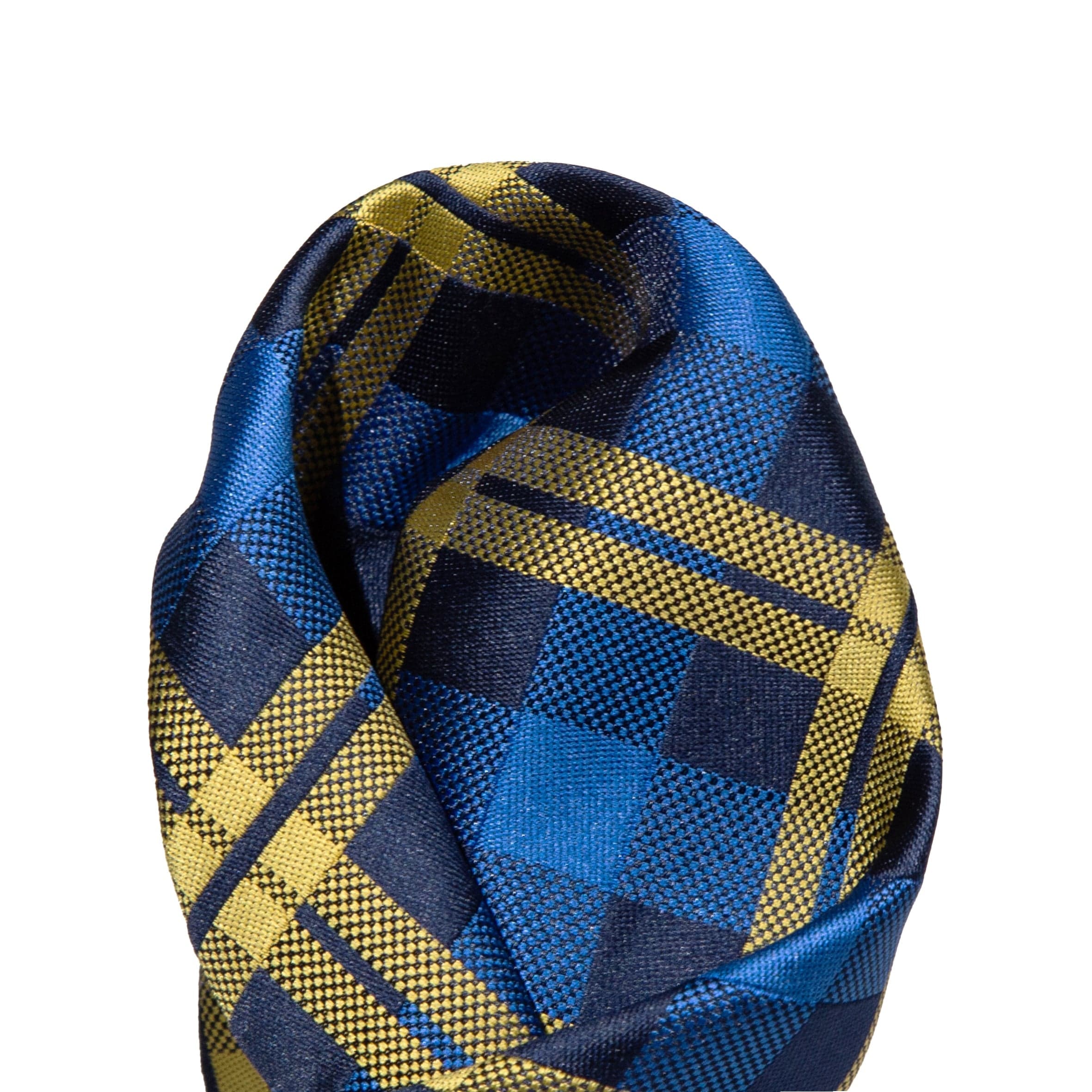 James Adelin Luxury Check Pocket Square in Navy, Royal and Gold