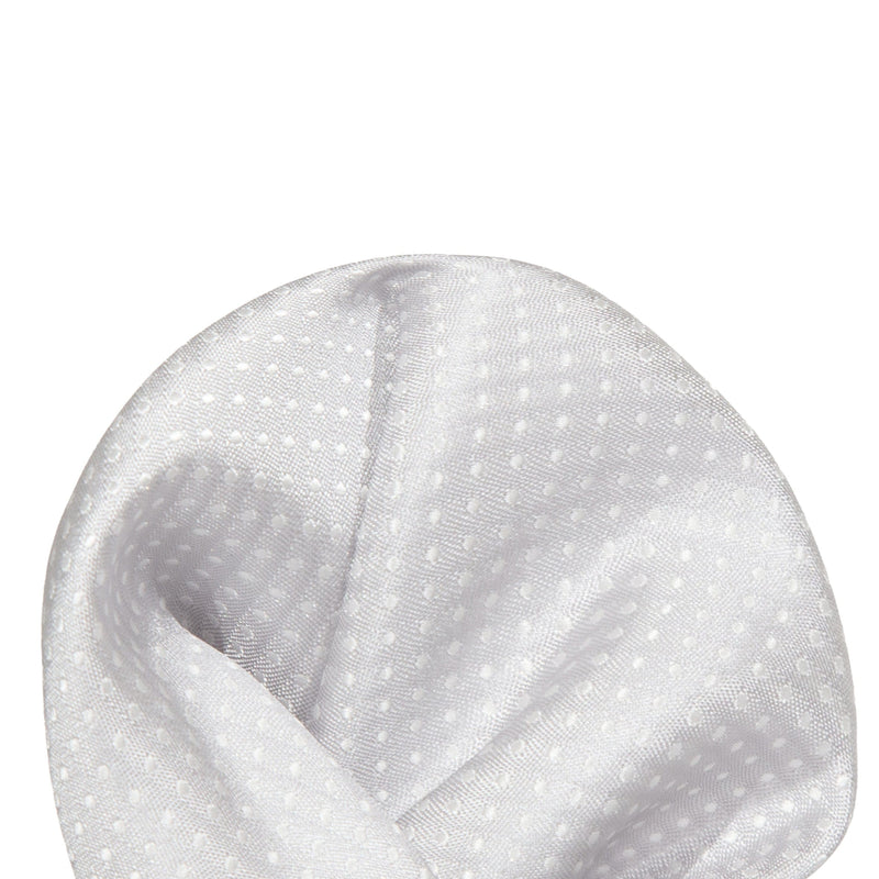 James Adelin Luxury Mini Spot Pocket Square in Silver and White