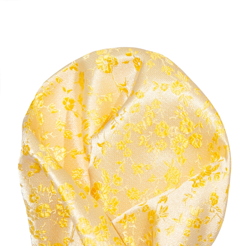James Adelin Luxury Floral Pocket Square in Gold and Ivory