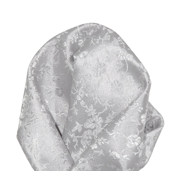 James Adelin Luxury Floral Pocket Square in Silver