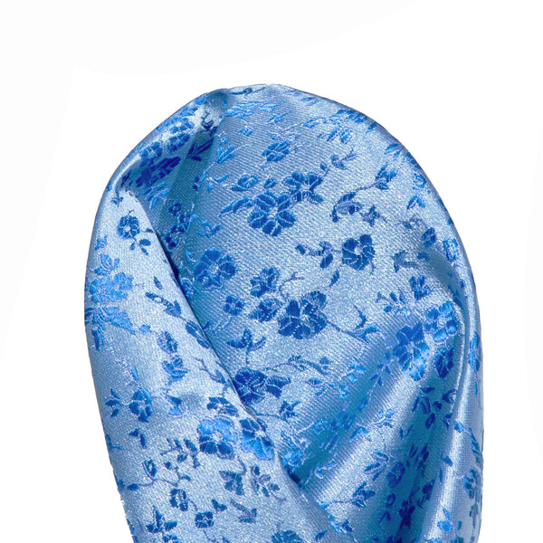 James Adelin Luxury Floral Pocket Square in Sky and Royal