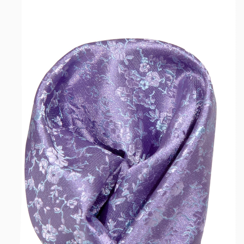 James Adelin Luxury Floral Pocket Square in Purple and Turquoise