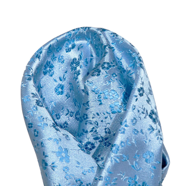 James Adelin Luxury Floral Pocket Square in Turquoise and Blue