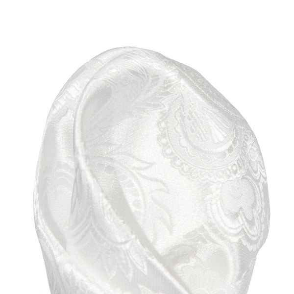 James Adelin Luxury Paisley Pocket Square in White