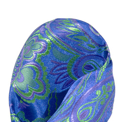 James Adelin Luxury Paisley Pocket Square in Royal, Purple and Lime