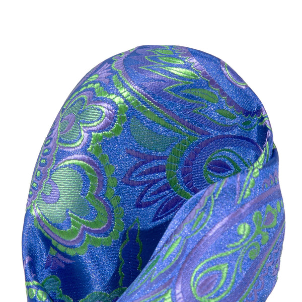 James Adelin Luxury Paisley Pocket Square in Royal, Purple and Lime