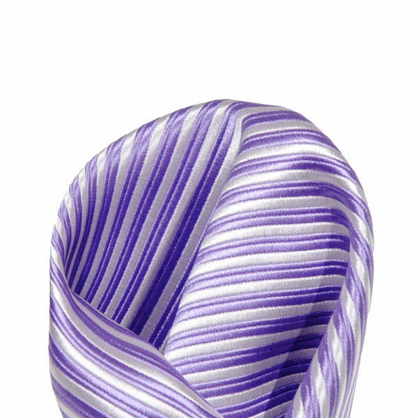 James Adelin Luxury Mini Stripe Pocket Square in Purple and White