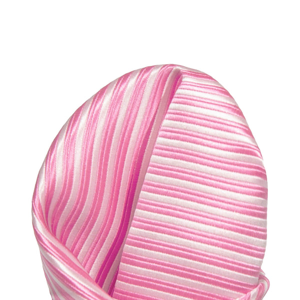 James Adelin Luxury Mini Stripe Pocket Square in Pink and White