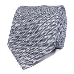 OTAA - navy blue herringbone linen necktie