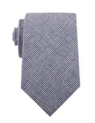 OTAA - navy blue houndstooth linen necktie