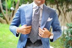 OTAA - navy blue linen chambray necktie