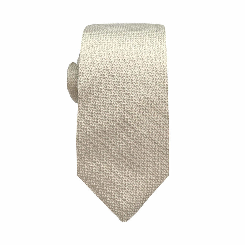 James Adelin Luxury Oxford Weave 6.5cm Tie in Cream