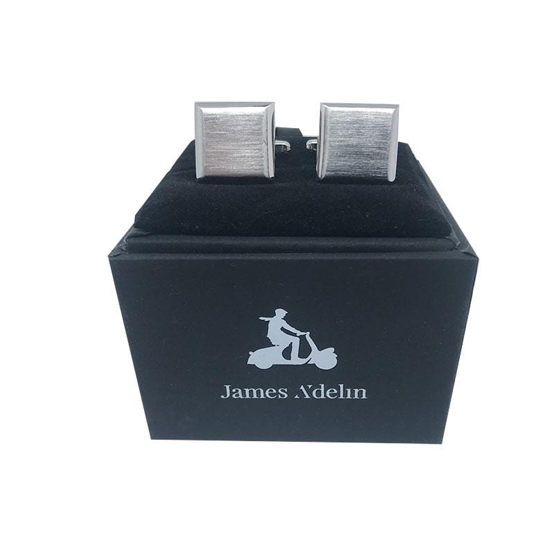 James Adelin Silver Square Matt Concave Cuff Links