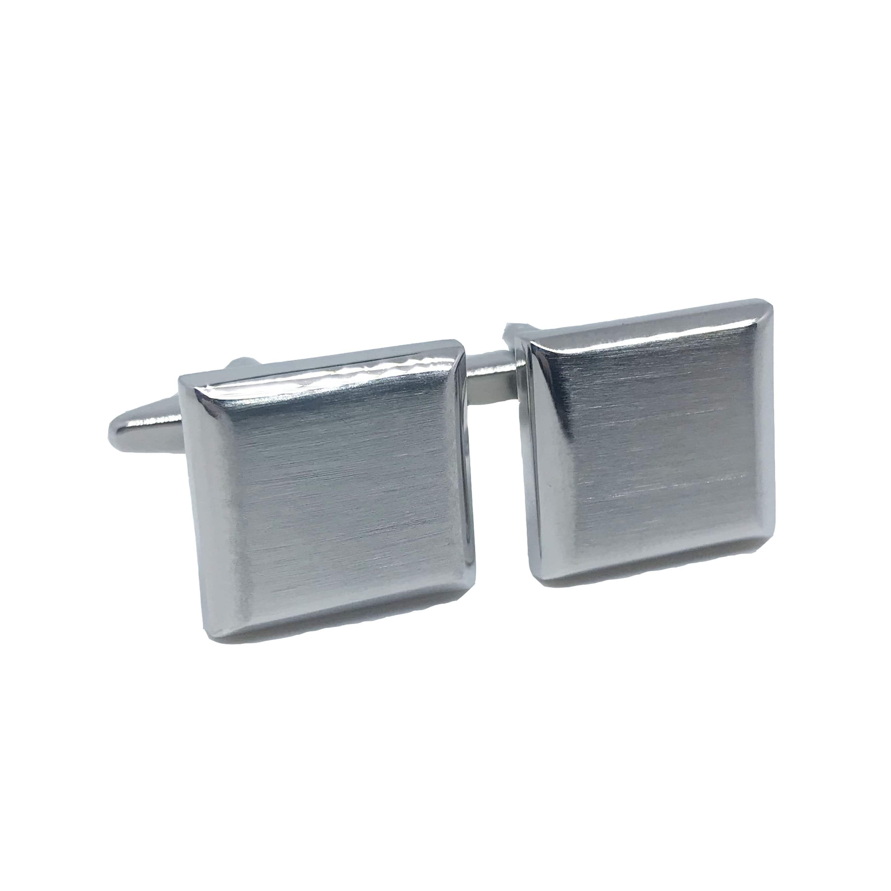 James Adelin Silver Square Matt Concave Cuff Links