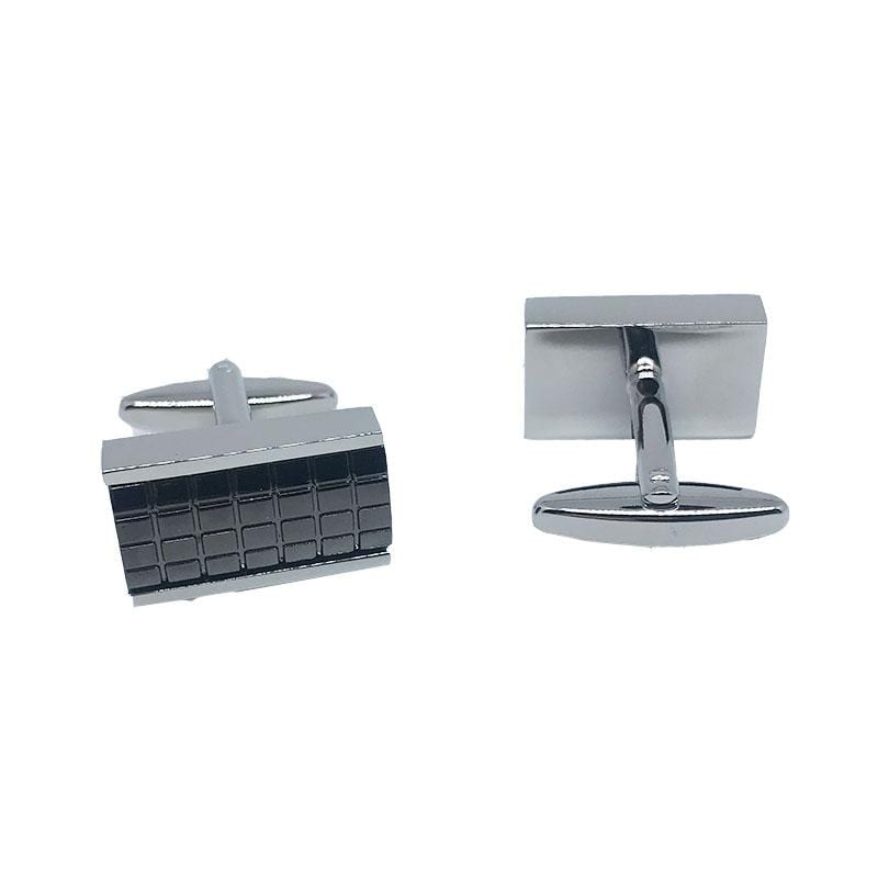 James Adelin Silver and Charcoal Grid Cuff Links