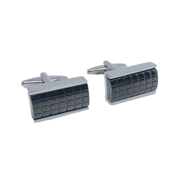 James Adelin Silver and Charcoal Grid Cuff Links
