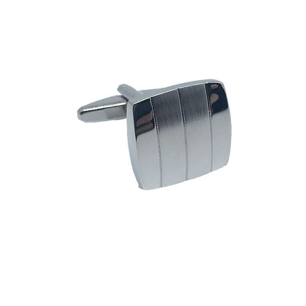 James Adelin Silver Square Rounded Stripe Cuff Links