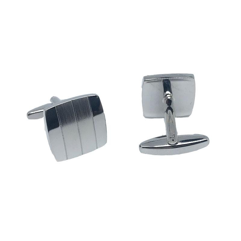 James Adelin Silver Square Rounded Stripe Cuff Links