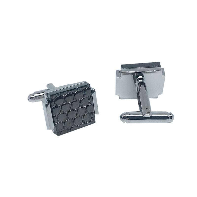 James Adelin Silver and Charcoal Circular Insert Cuff Links