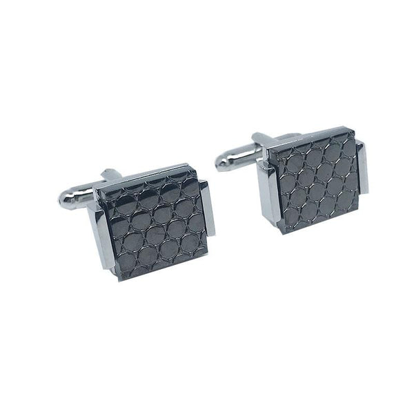 James Adelin Silver and Charcoal Circular Insert Cuff Links