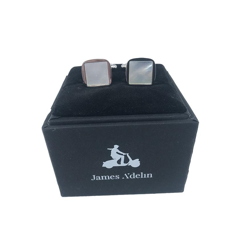 James Adelin Silver Square Rounded Mother of Pearl Cuff Links