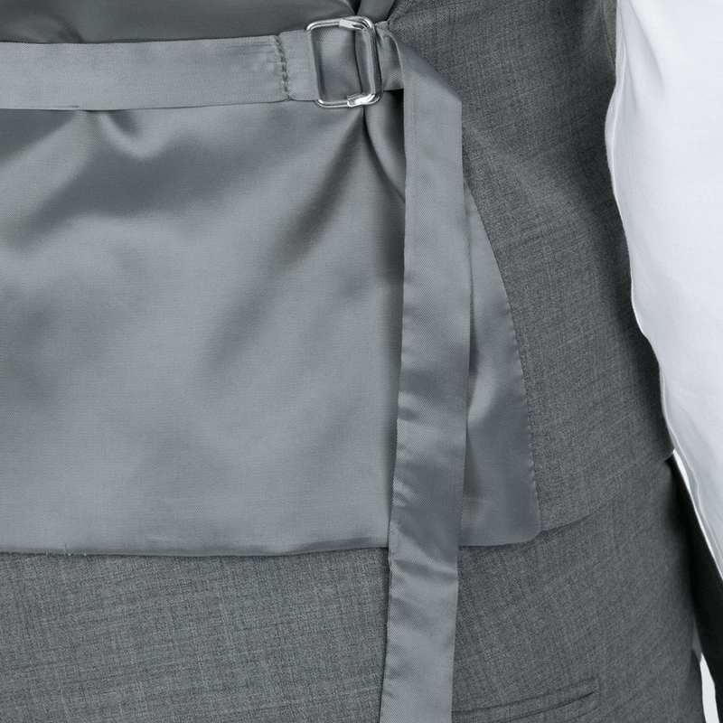 a close up view of the Uberstone slim fit tom vest in silver grey 3126 on a plain grey background