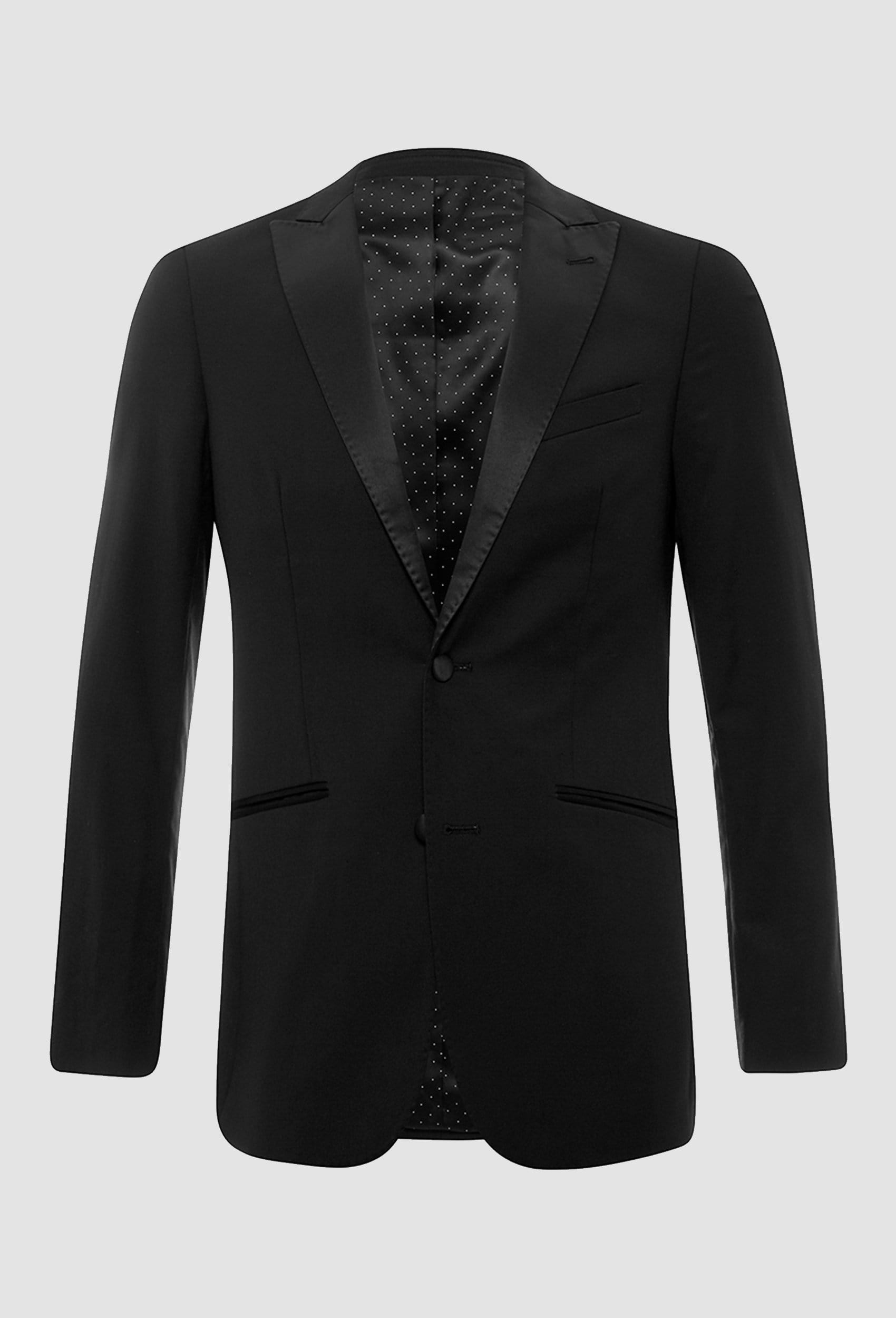 Uberstone slim fit fernando suit in black pure wool Mens Suit