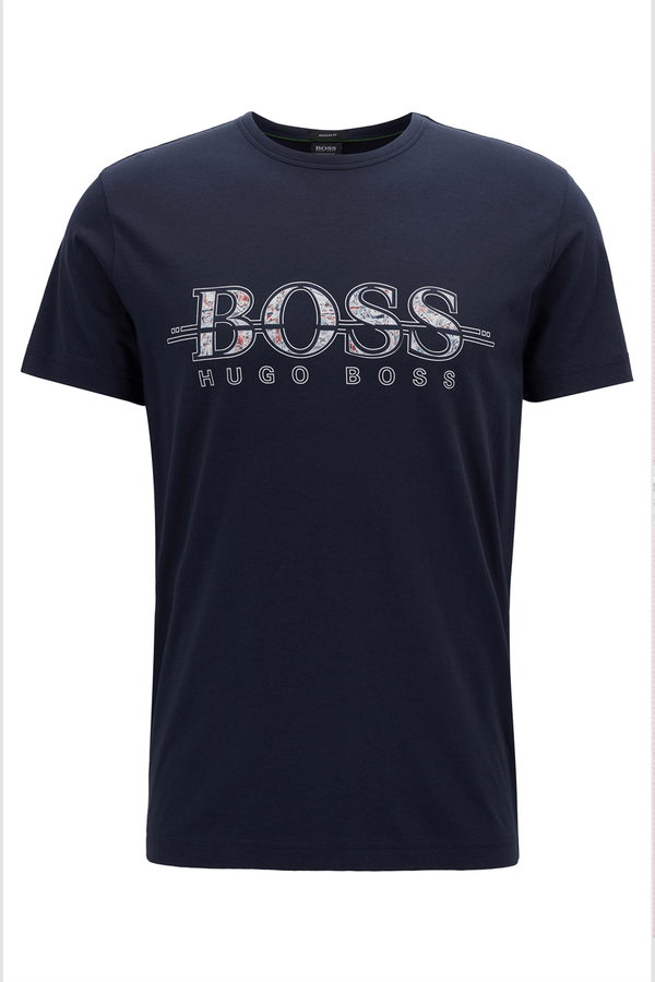 Hugo Boss mens navy cotton t-shirt with logo design