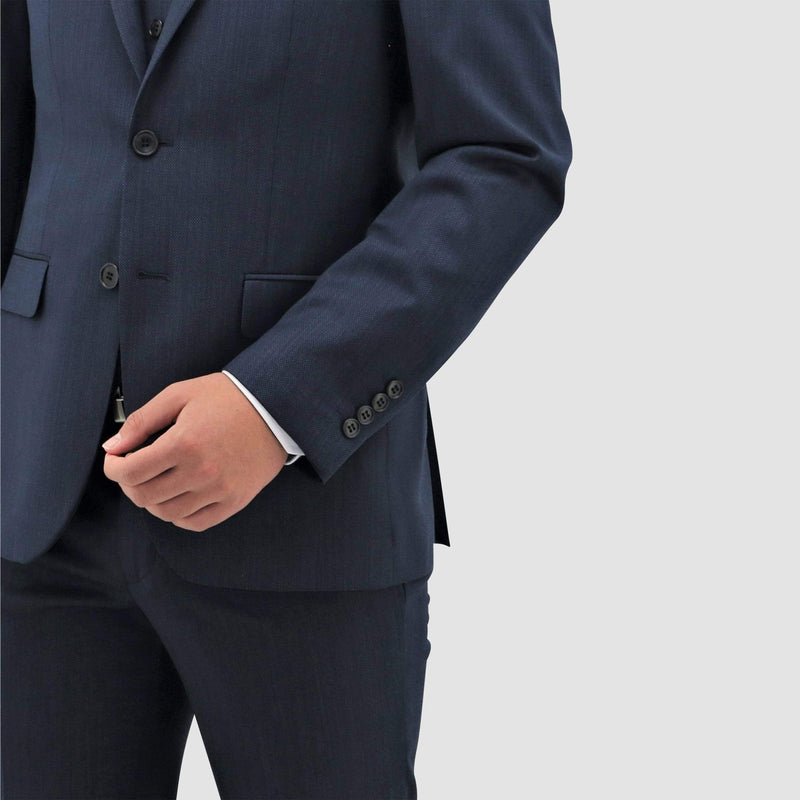 a close sleeve view on the Daniel Hechter classic fit michel suit in blue pure wool STDH101-12