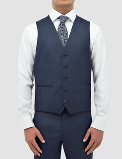 a front on view of the boston classic fit ryan vest in blue pure wool B704-14