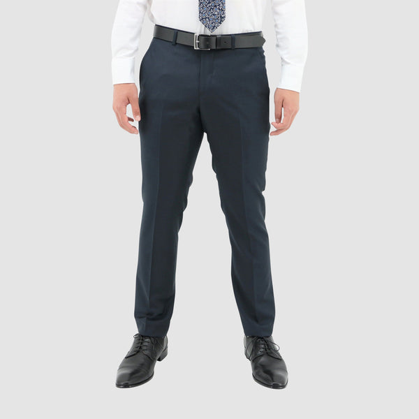 a front view of the Boston classic fit lyon trouser in blue pure wool